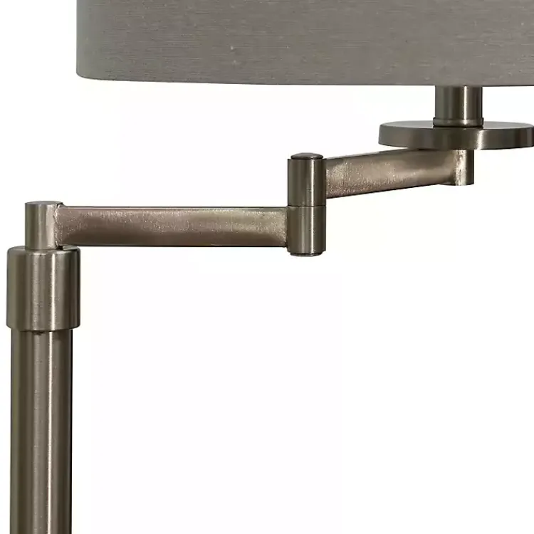 Floor Lamps-Kirklands Home Brushed Steel Adjustable Swing Arm Floor Lamp Tan