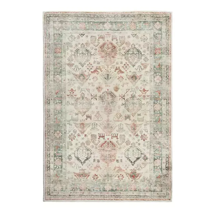 Area Rugs-Kirklands Home Beige Rosette Area Rug, 7x9