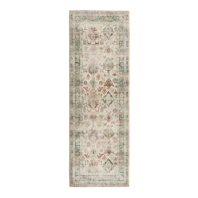 Area Rugs-Kirklands Home Beige Rosette Runner, 2x7