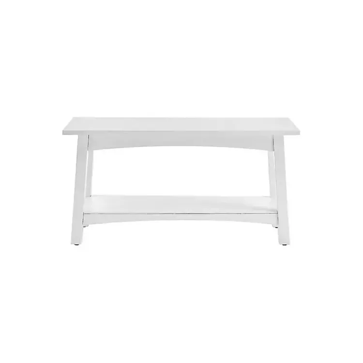 Benches & Ottomans-Kirklands Home Willis Wooden Lower Shelf Bench White