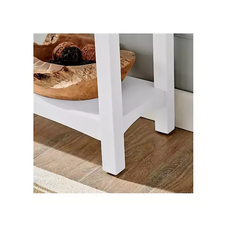 Benches & Ottomans-Kirklands Home Willis Wooden Lower Shelf Bench White