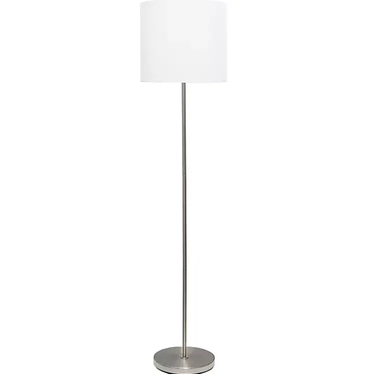 Floor Lamps-Kirklands Home Minimal Brushed Nickel Stem Floor Lamp White