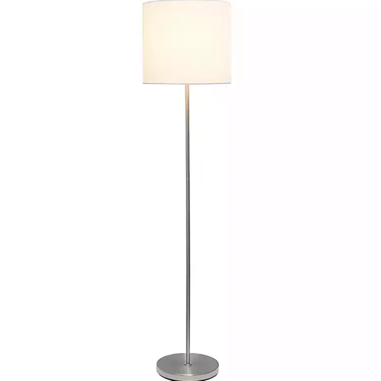 Floor Lamps-Kirklands Home Minimal Brushed Nickel Stem Floor Lamp White