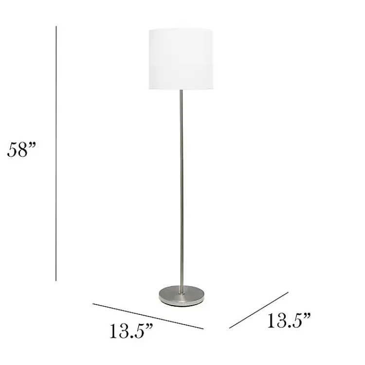 Floor Lamps-Kirklands Home Minimal Brushed Nickel Stem Floor Lamp White