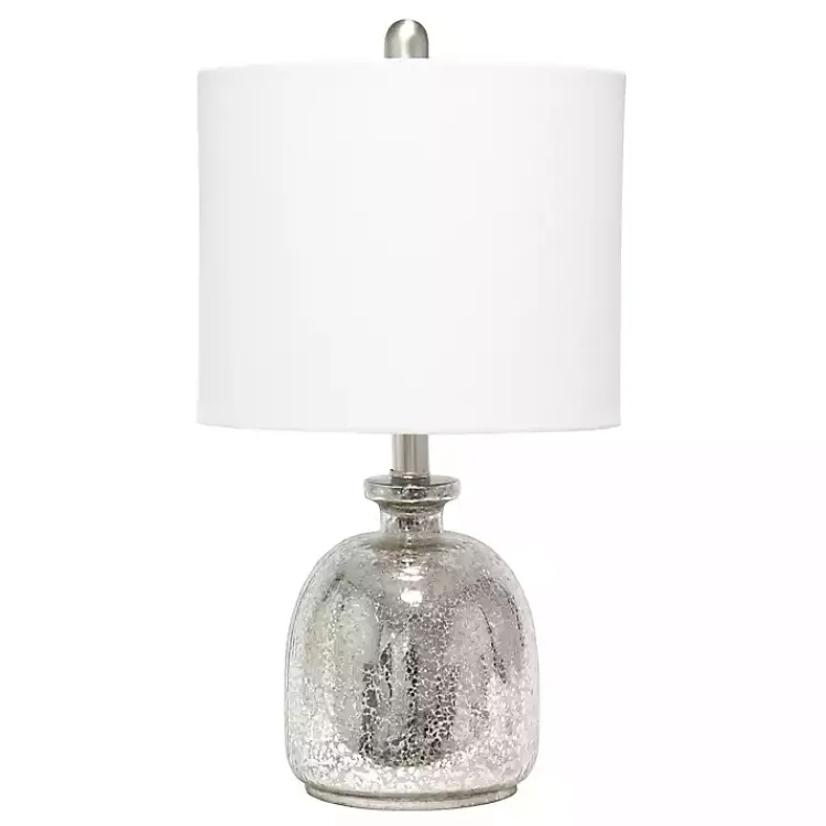 Table Lamps-Kirklands Home Mercury Hammered Glass Shade Table Lamp White