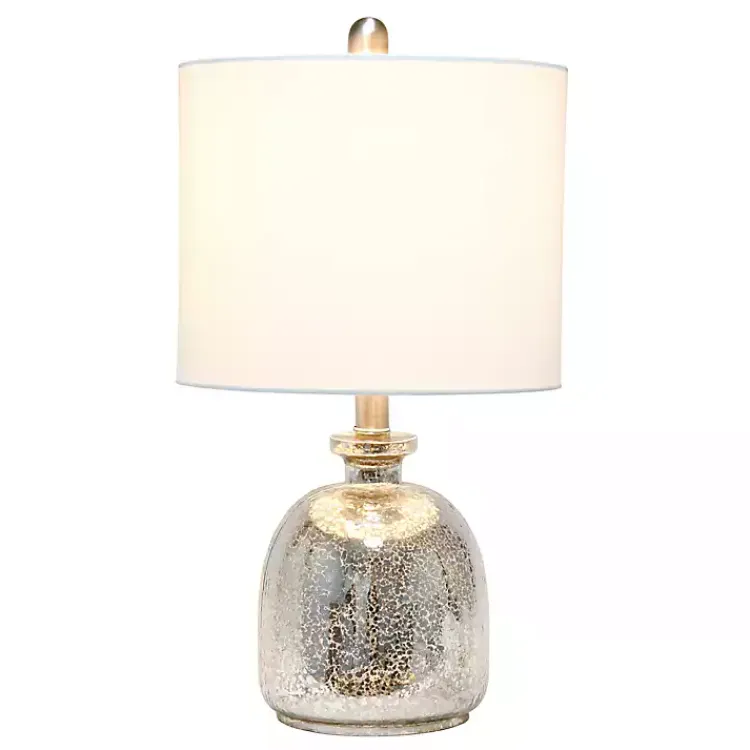 Table Lamps-Kirklands Home Mercury Hammered Glass Shade Table Lamp White