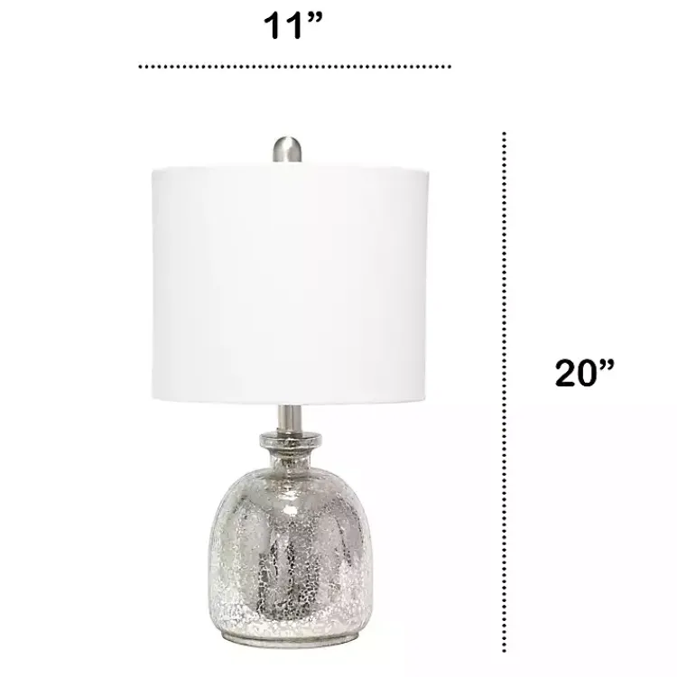 Table Lamps-Kirklands Home Mercury Hammered Glass Shade Table Lamp White
