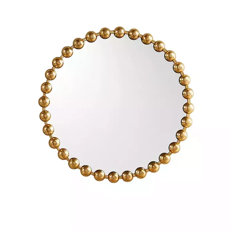 Decorative Mirrors-Kirklands Home Metallic Foiled Beaded Wall Mirror, 27 in. Gold
