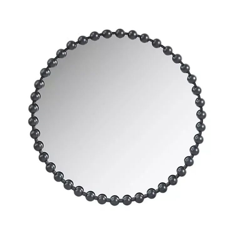 Decorative Mirrors-Kirklands Home Black Foiled Beaded Wall Mirror, 36 in.