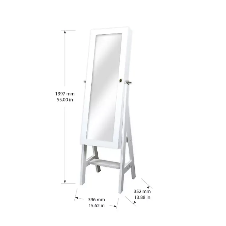 Full Length & Floor Mirrors-Kirklands Home and Silver Wood Mirror Armoire White