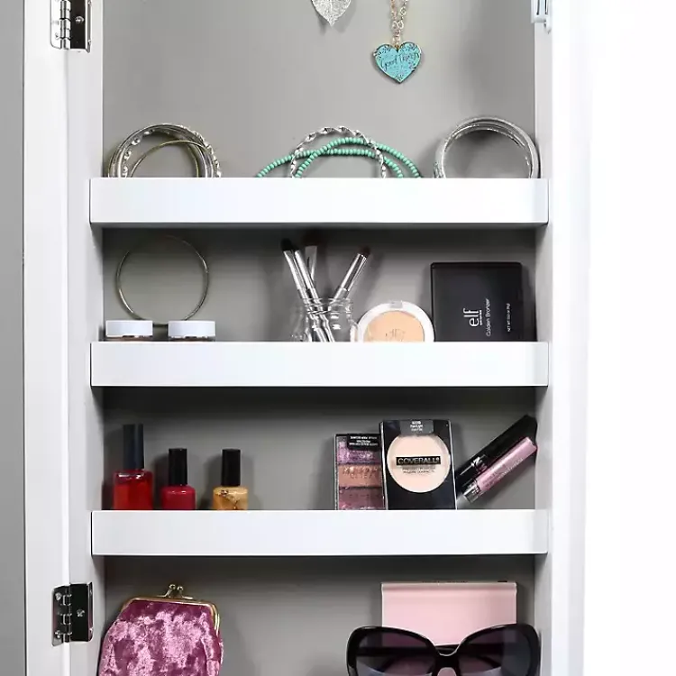 Full Length & Floor Mirrors-Kirklands Home and Silver Wood Mirror Armoire White