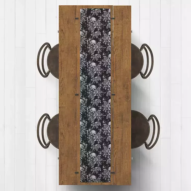 Table Linens-Kirklands Home Floral Skulls Halloween Table Runner