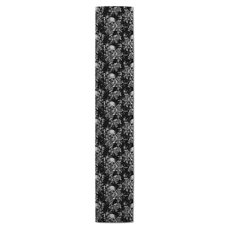 Table Linens-Kirklands Home Floral Skulls Halloween Table Runner