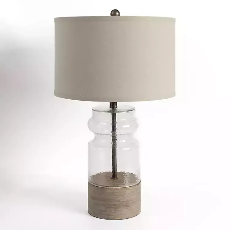 Table Lamps-Kirklands Home Driftwood and Glass Table Lamp Tan