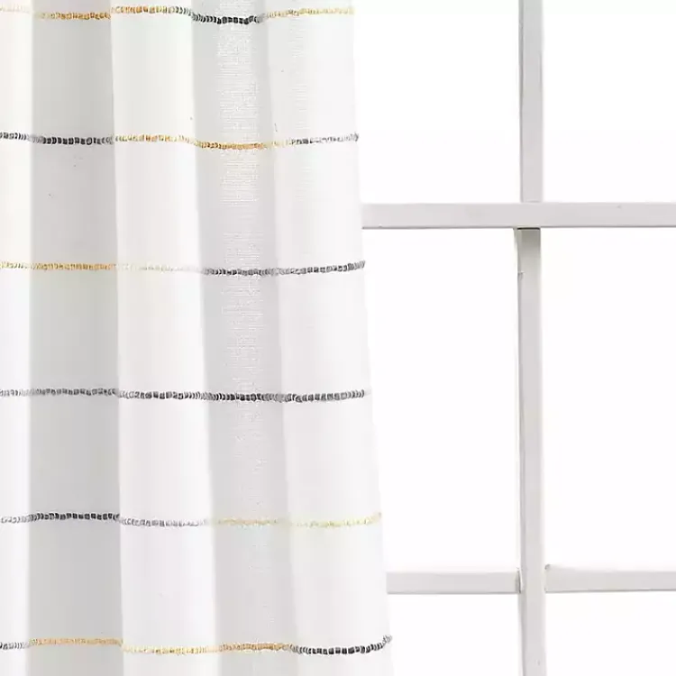 Curtains & Drapes-Kirklands Home Yellow and Gray Stripe Curtain Panel Set, 95 in.