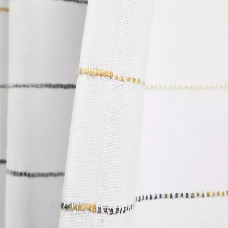 Curtains & Drapes-Kirklands Home Yellow and Gray Stripe Curtain Panel Set, 95 in.