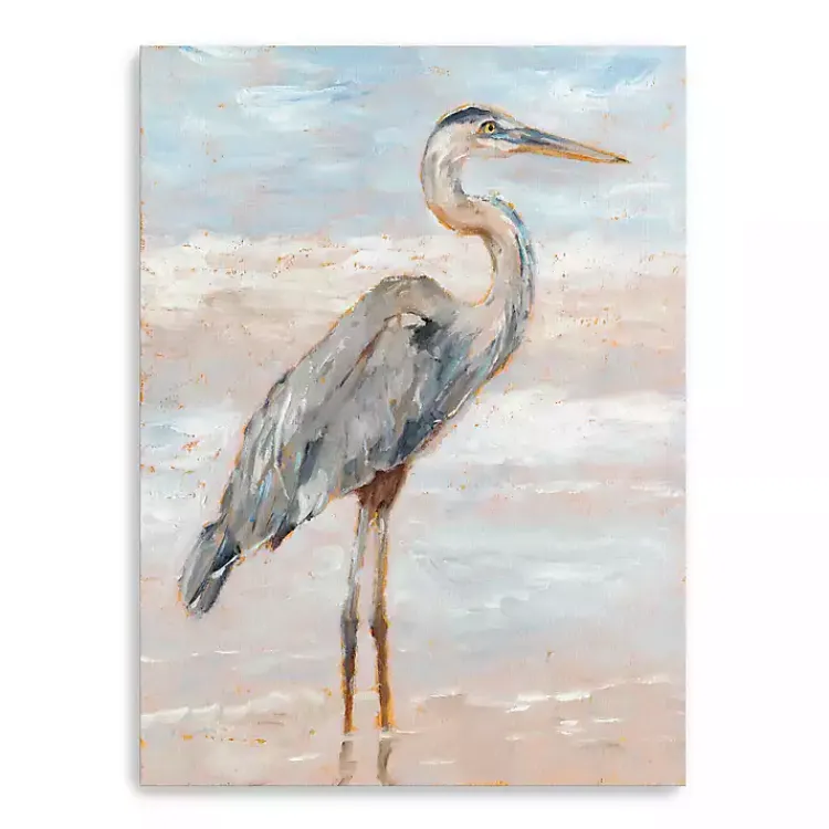 Canvas Art-Kirklands Home Beach Heron I Giclee Canvas Art Print, 48x36 in. Blue