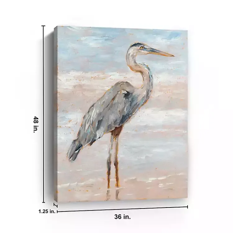 Canvas Art-Kirklands Home Beach Heron I Giclee Canvas Art Print, 48x36 in. Blue