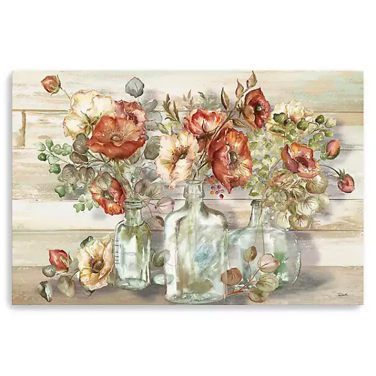 Canvas Art-Kirklands Home Poppies and Eucalyptus Canvas Art Print, 60x40 in. Tan