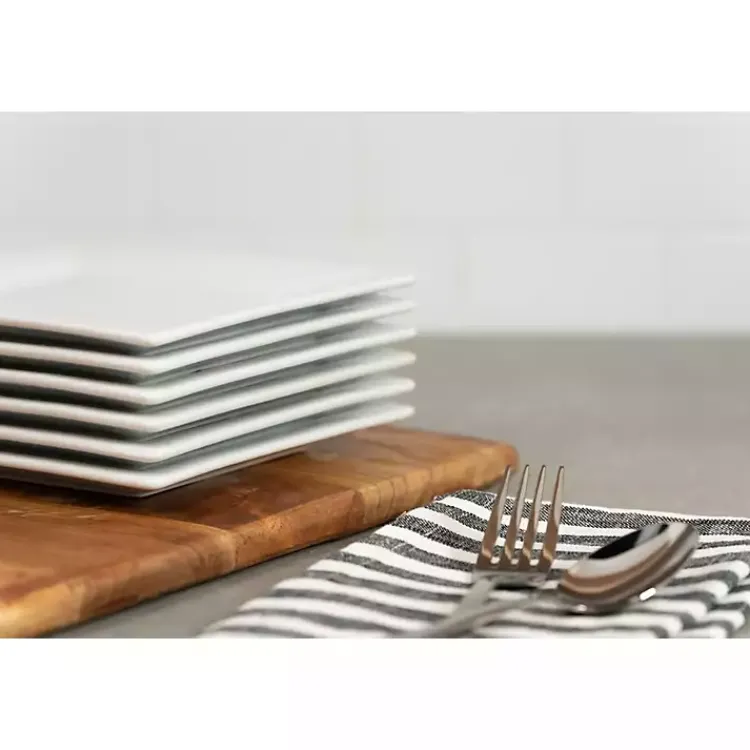 Dinnerware-Kirklands Home Ceramic Square Appetizer Plates, Set of 6 White