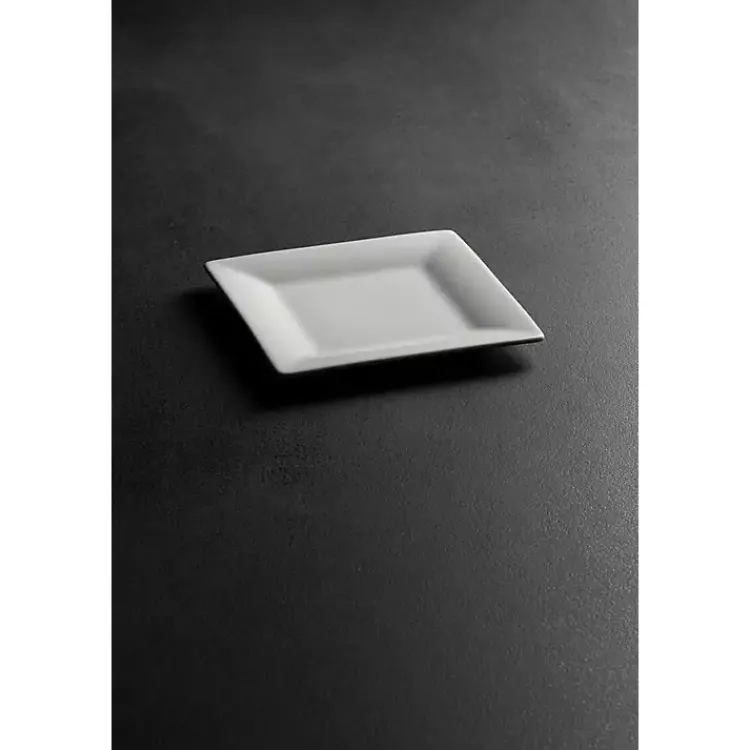 Dinnerware-Kirklands Home Ceramic Square Appetizer Plates, Set of 6 White