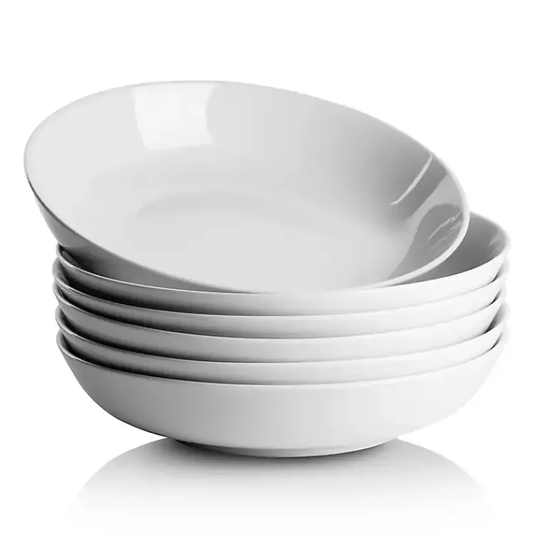 Dinnerware-Kirklands Home Ceramic Round Dinner Bowls, Set of 6 White