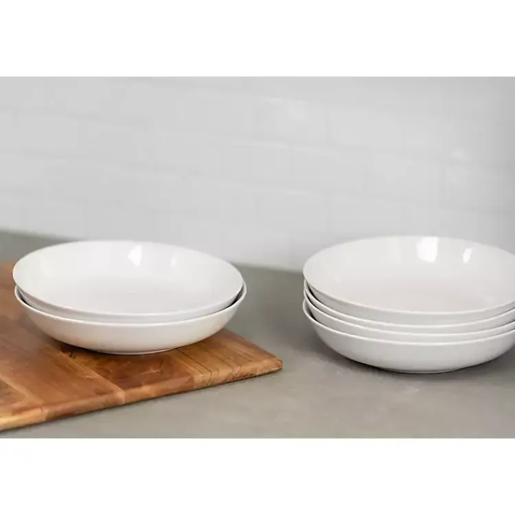 Dinnerware-Kirklands Home Ceramic Round Dinner Bowls, Set of 6 White