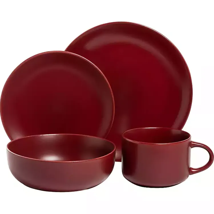 Dinnerware-Kirklands Home Matte Ceramic 16-pc. Dinnerware Set Red