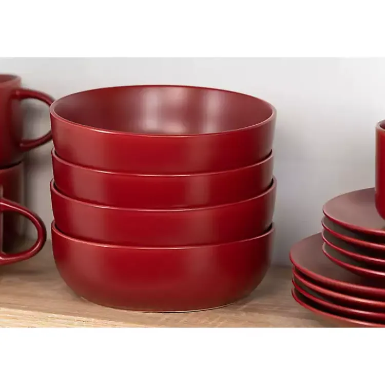 Dinnerware-Kirklands Home Matte Ceramic 16-pc. Dinnerware Set Red