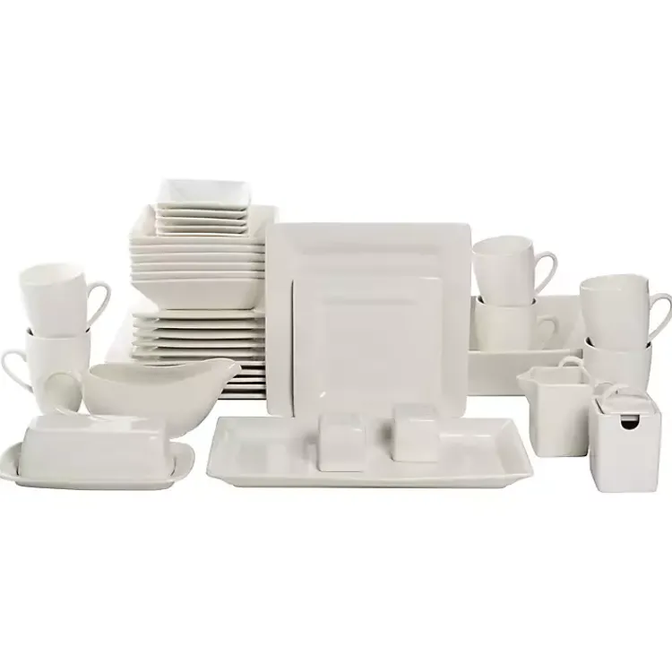 Dinnerware-Kirklands Home Ceramic Square 40-pc. Dinnerware Set White