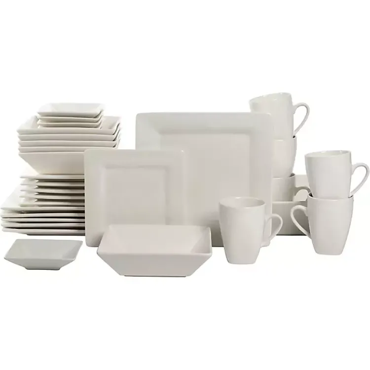 Dinnerware-Kirklands Home Ceramic Square 40-pc. Dinnerware Set White