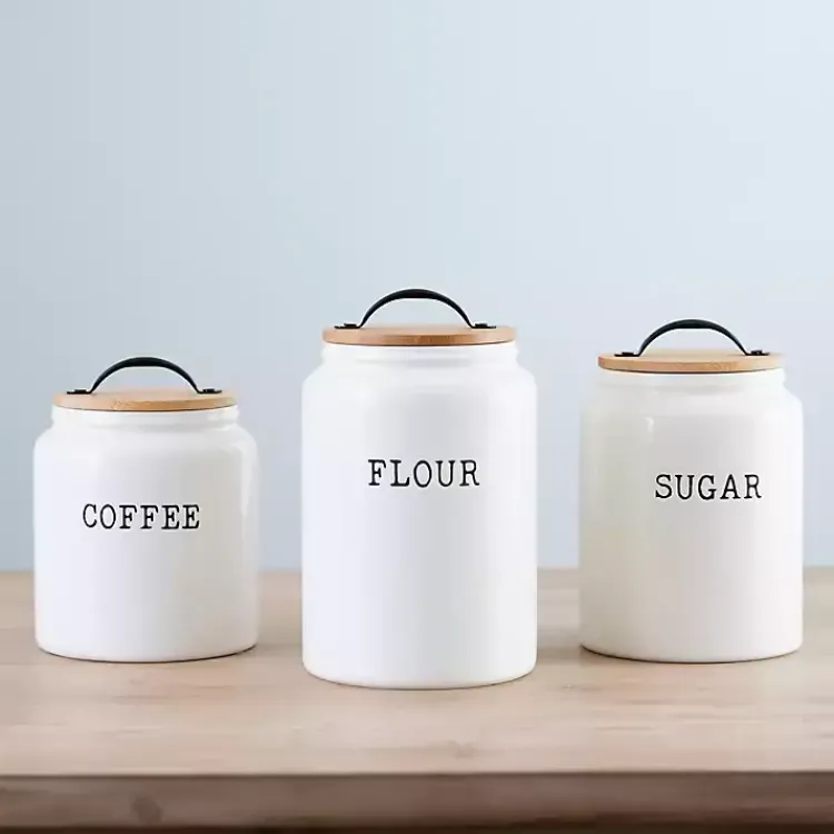 Kitchen Storage-Kirklands Home Farmhouse Embossed Kitchen Canisters, Set of 3
