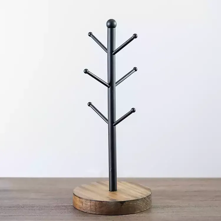 Kitchen Accessories-Kirklands Home Metal and Pine Wood Mug Tree