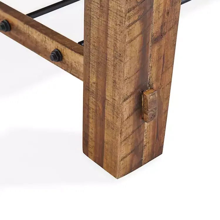 Coffee Tables-Kirklands Home Honey Acacia Wood Coffee Table with Metal Bars Tan