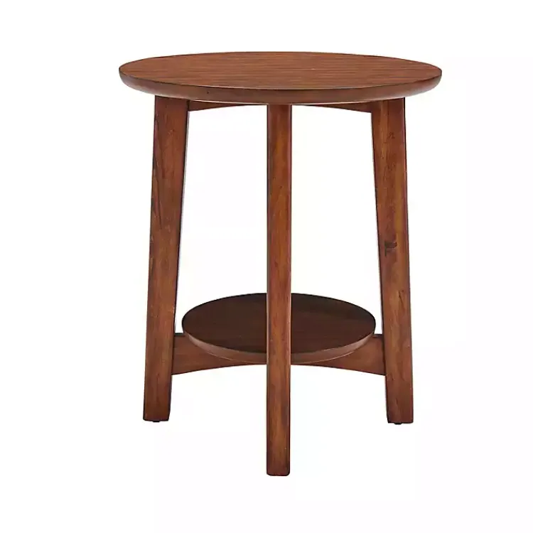 Accent & End Tables-Kirklands Home Warm Chestnut Wood Round Accent Table Brown