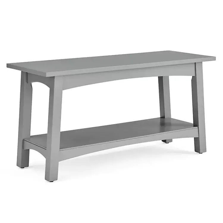 Benches & Ottomans-Kirklands Home Dove Rustic Farmhouse Wood Bench Gray