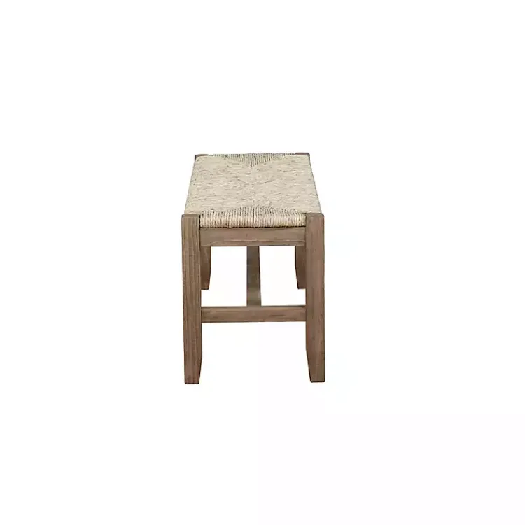 Benches & Ottomans-Kirklands Home Natural Twisted Seagrass and Wood Bench Tan