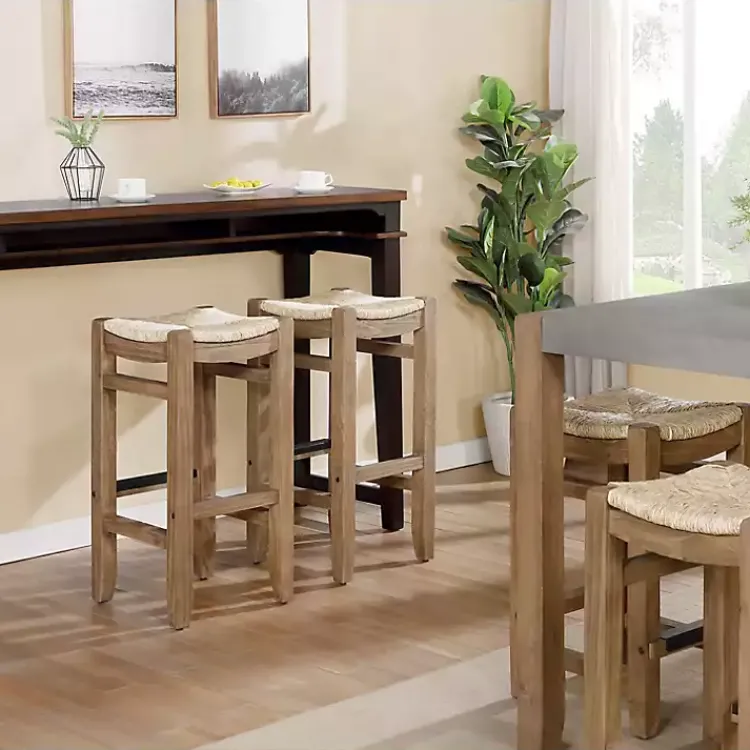 Bar Stools & Counter Height Stools-Kirklands Home Twisted Seagrass and Wood Bar Stool Tan