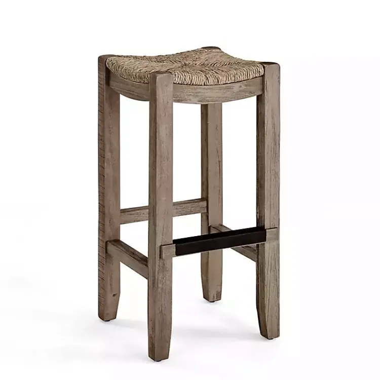 Bar Stools & Counter Height Stools-Kirklands Home Twisted Seagrass and Wood Bar Stool Tan