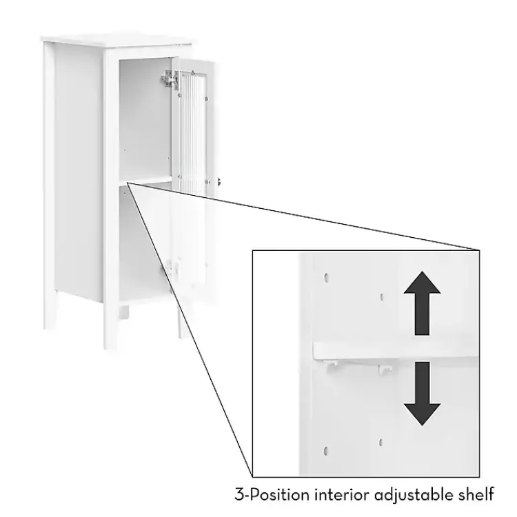 Bathroom Furniture-Kirklands Home Wood Slim Single Glass Door Floor Cabinet White