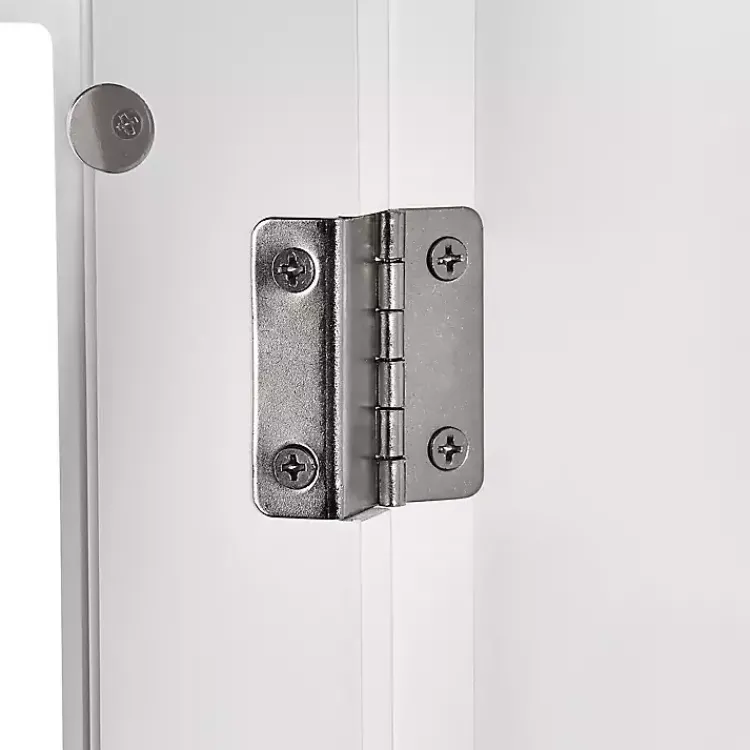 Bathroom Furniture-Kirklands Home Wood Two Pane Glass Doors Corner Cabinet White