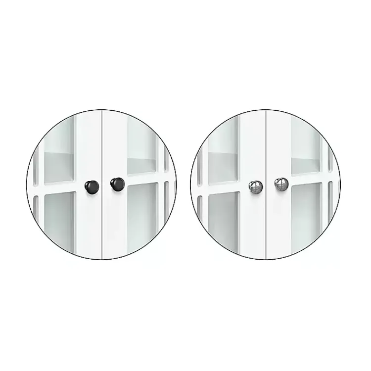 Bathroom Furniture-Kirklands Home Wood Two Pane Glass Doors Corner Cabinet White