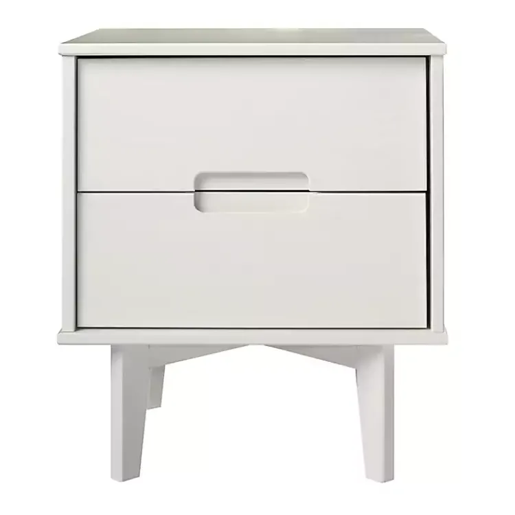 Nightstands-Kirklands Home Wood Cut-Out Handle Nightstand White