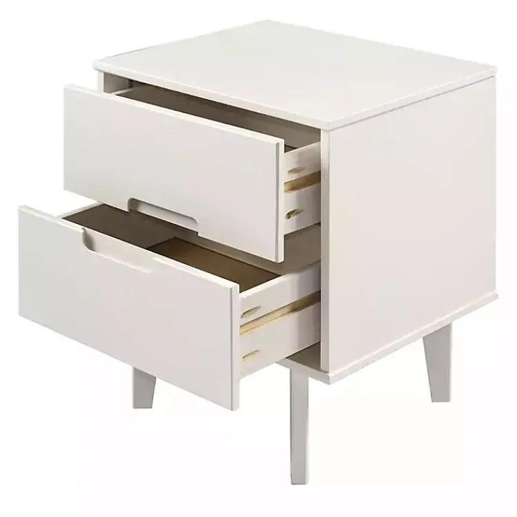Nightstands-Kirklands Home Wood Cut-Out Handle Nightstand White