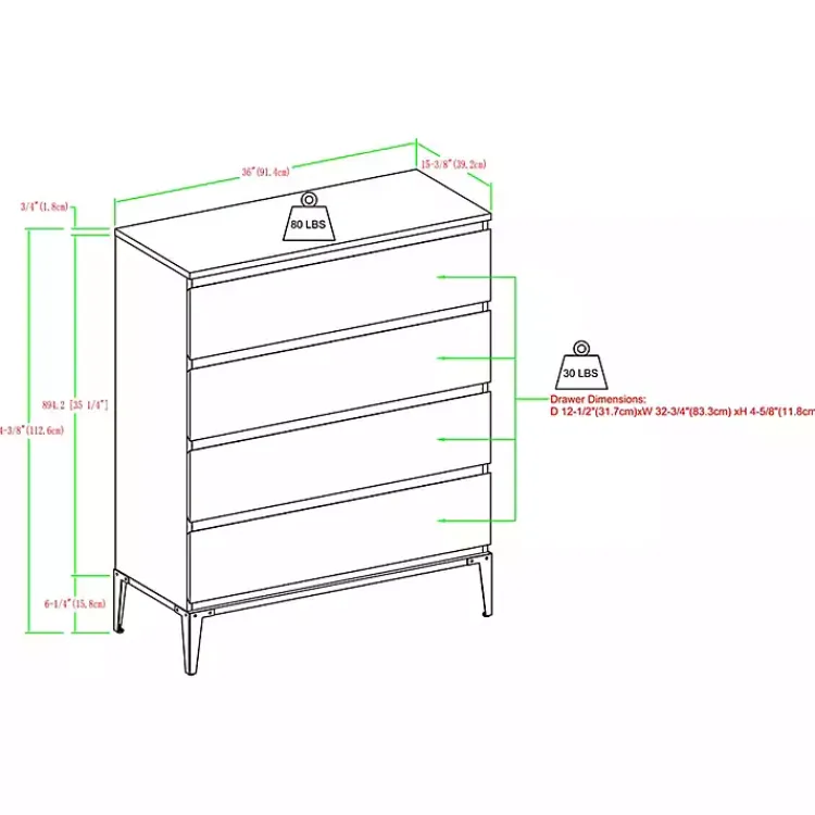 Dressers & Chests-Kirklands Home Dark Walnut Midcentury Four-Drawer Chest Brown