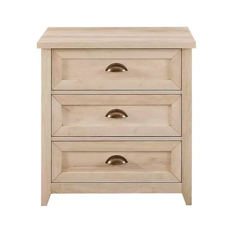 Dressers & Chests-Kirklands Home Oak Bronze Cupped Handle Nightstand White
