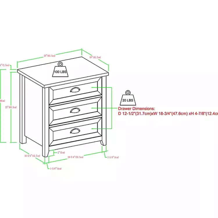 Dressers & Chests-Kirklands Home Oak Bronze Cupped Handle Nightstand White