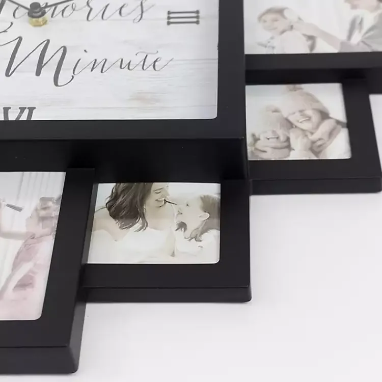 Clocks-Kirklands Home Black 12 Photo Frame Collage Clock