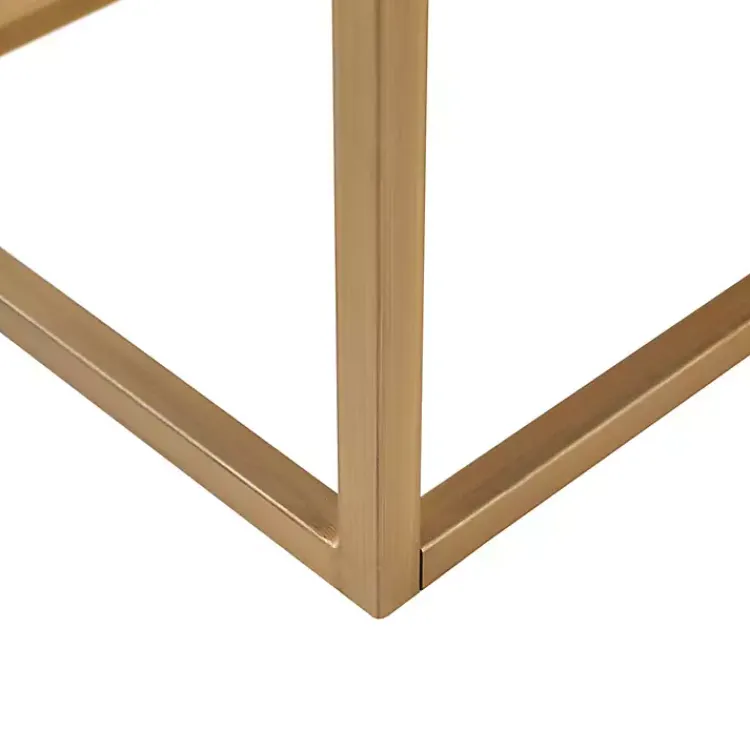 Benches & Ottomans-Kirklands Home Tufted Bronze Metal Bench Tan