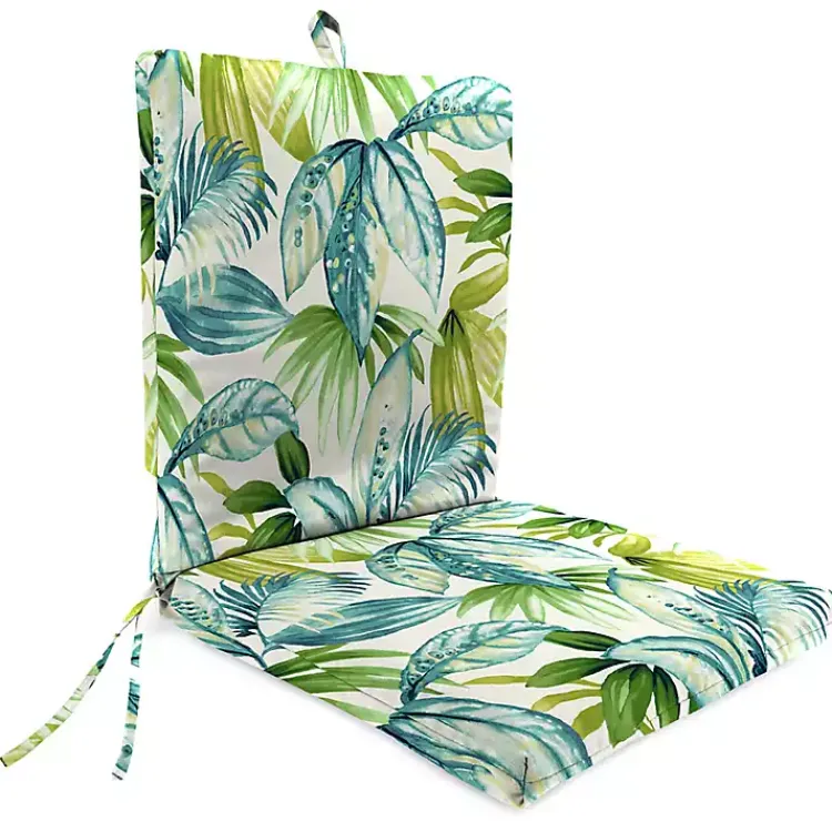 Outdoor Cushions & Pillows-Kirklands Home Green Tropics Outdoor Dining Chair Cushion